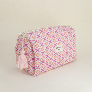 Grande trousse AMOUR rose losange – Bohm Paris