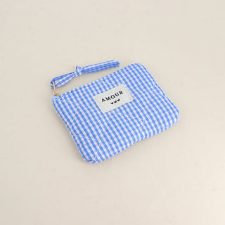Porte-monnaie AMOUR Vichy bleu – Bohm Paris