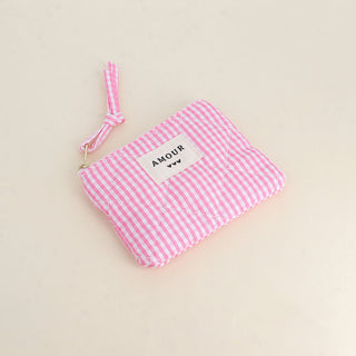 Porte-monnaie AMOUR Vichy rose – Bohm Paris