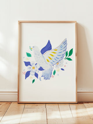 Affiche Colombe fleurie A4 – Caladia