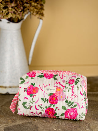Trousse de toilette Vivre d’amour écrue matelassée – Caladia