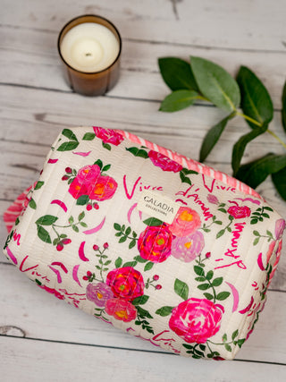 Trousse de toilette Vivre d’amour écrue matelassée – Caladia