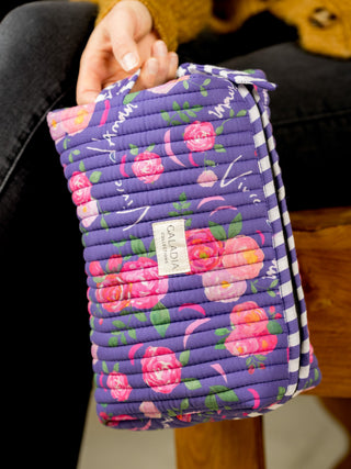 Trousse de toilette Vivre d’amour violette matelassée – Caladia