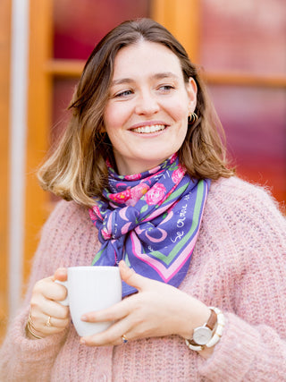 Grand foulard Vivre d’amour violet – Caladia