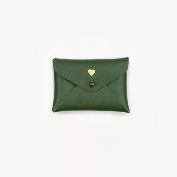 Pochette mini cœur cuir - Agave- Barnabé aime le café