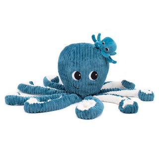 Maman et bébé pieuvre bleu 45cm