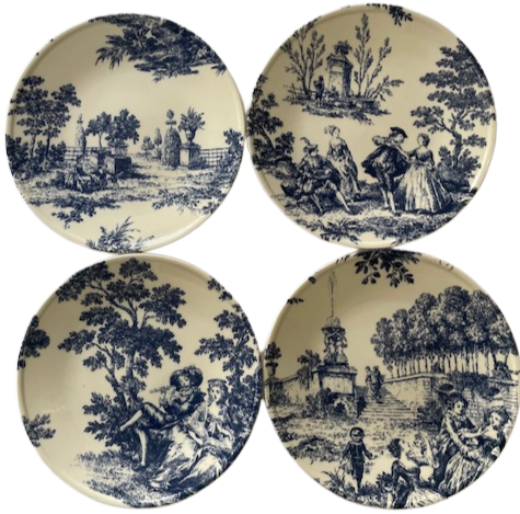 Set de 4 assiettes Toile de Jouy GM