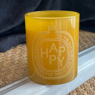 Bougie « Happy » – Moutarde – Collection Mots – Toiles Chics