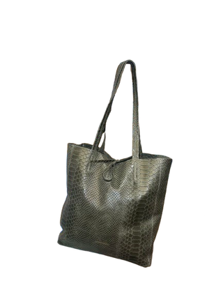 Cabas en cuir - Python kaki