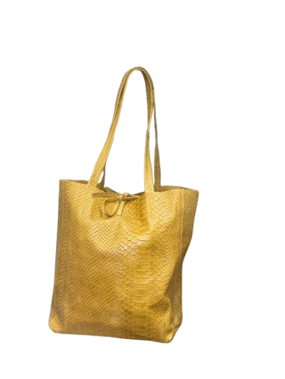Cabas en cuir - Python moutarde