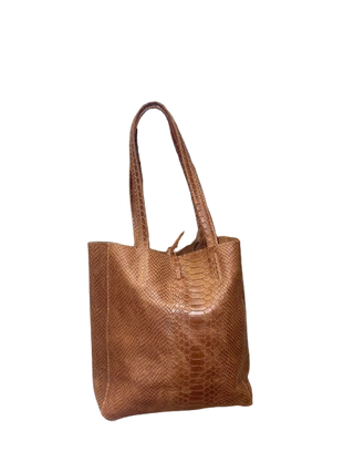 Cabas en cuir - Python camel