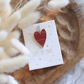 Mini suspension cœur rouge et or – “Lots of Love”