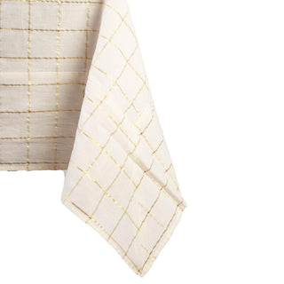 Nappe blanche fils or