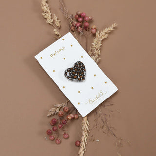 Pin's Cœur - léopard marron & noir