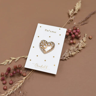 Pin's - Coeur léopard blanc & doré
