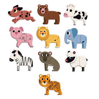 Coffret de magnets en bois - 10 animaux rigolos