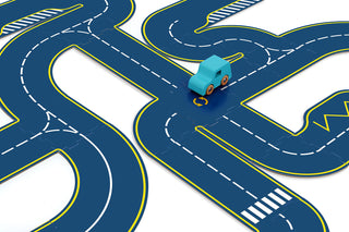 Circuit réversible 42 pièces + 2 Voitures - Voiture Miniature en Bois