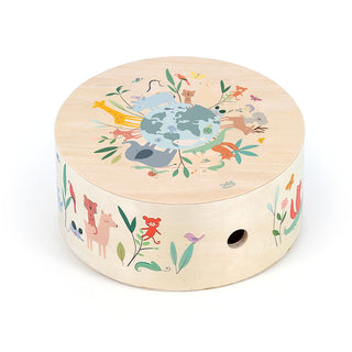 Tambour cajón en bois - Les animaux du monde - Sarah Betz