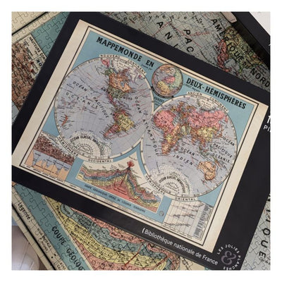 Puzzle 1500 pièces  Mappemonde en eux hémisphères - Les jolies planches