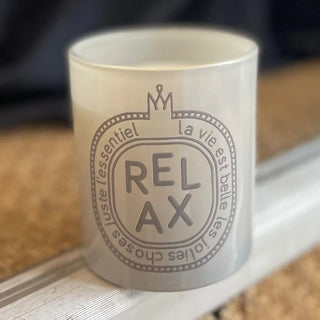 Bougie « Relax » – Gris – Collection Mots – Toiles Chics