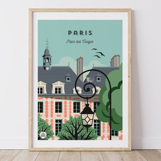 Affiche Paris Place des Vosges 30 × 40 cm – Les Petits Yéyés