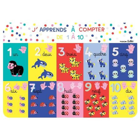 Set de table j'apprends à compter de 1 à 10 - Cartes d'Art