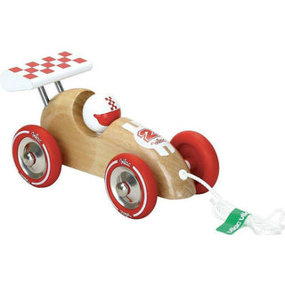 Voiture de course à traîner bois naturel - Vilac