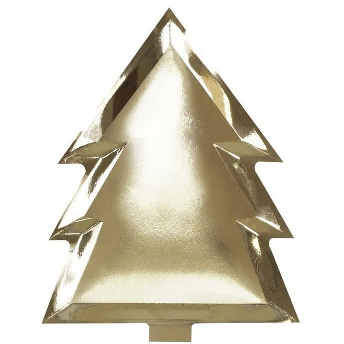 6 Assiettes en carton sapin de Noël dorées