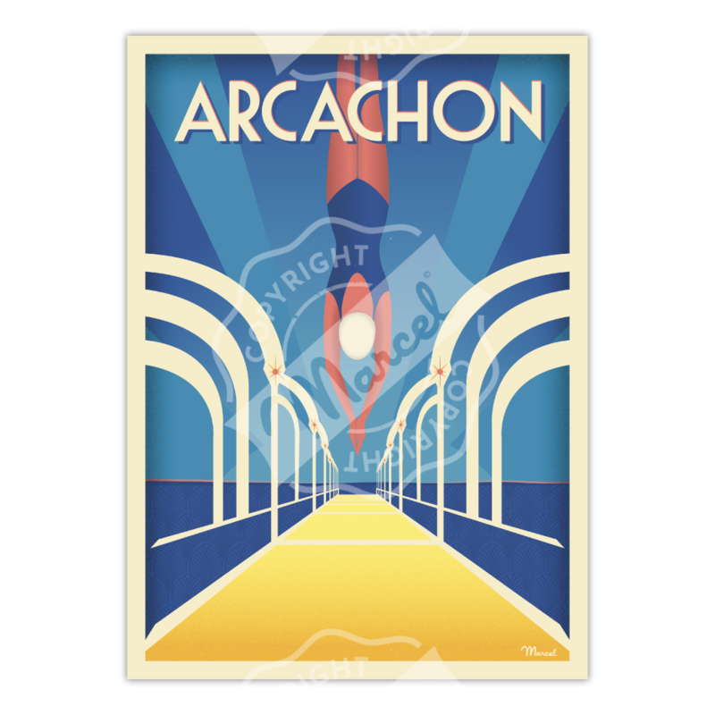 Affiche Arcachon Jetée Thiers - 30 x 40 cm - Marcel