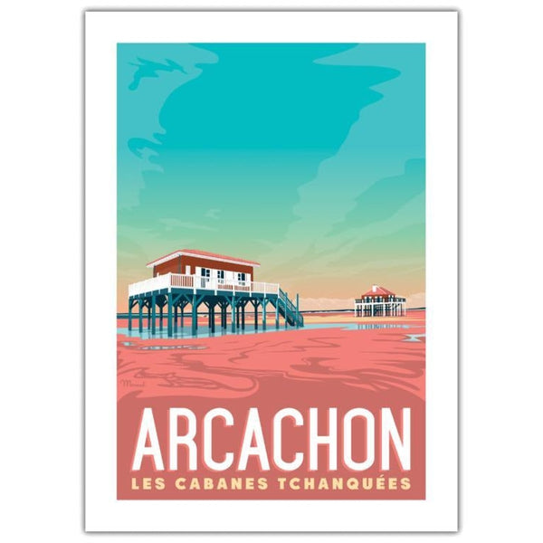 Affiche Arcachon les cabanes tchanquées - 30 x 40 cm - Marcel