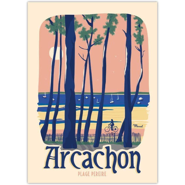 Affiche Arcachon - Plage Pereire - 30 x 40 cm - Marcel