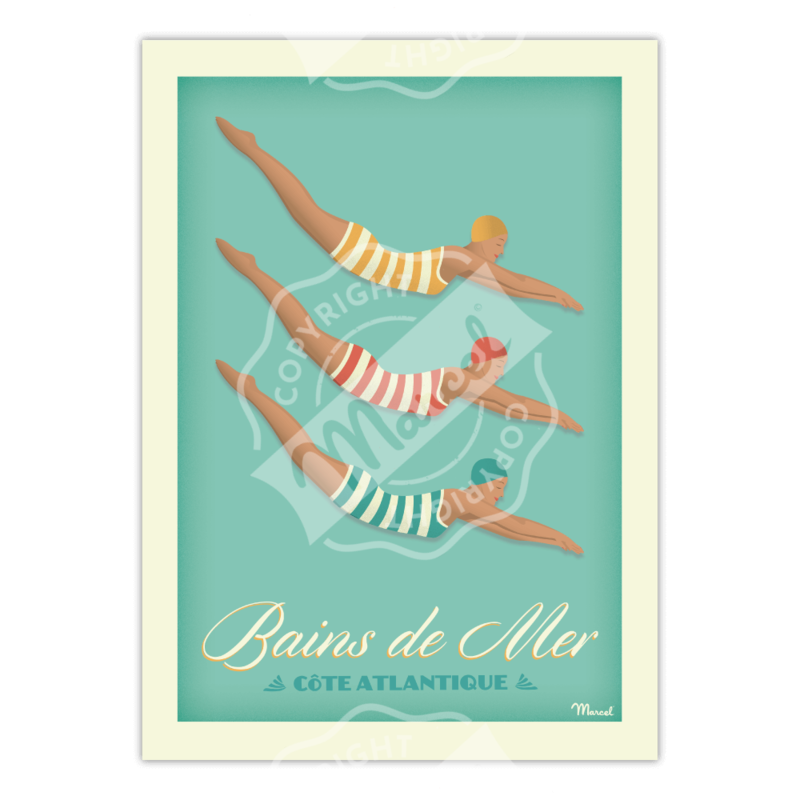 Affiche Bains de mer - 30 x 40 cm - Marcel