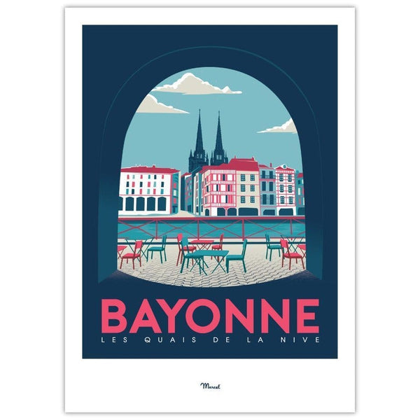 Affiche Bayonne - les quais de la Nive - 30 x 40 cm - Marcel