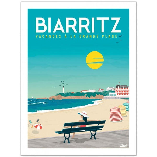Affiche Biarritz La grande plage - 30 x 40 cm - Marcel
