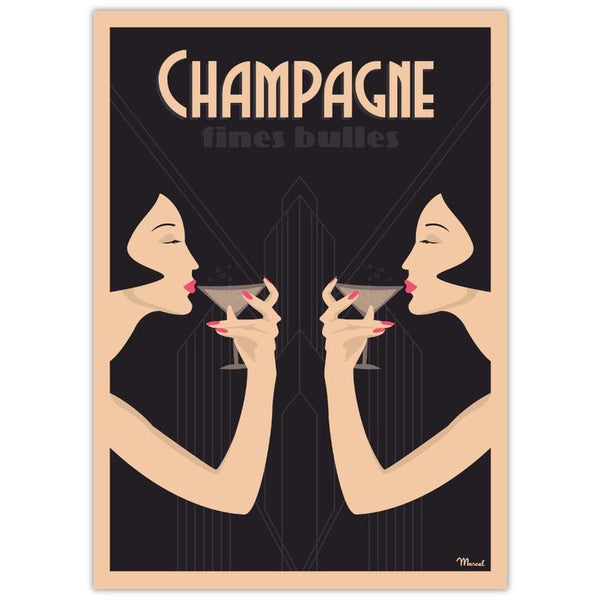 Affiche Champagne fines bulles - 30 x 40 cm - Marcel