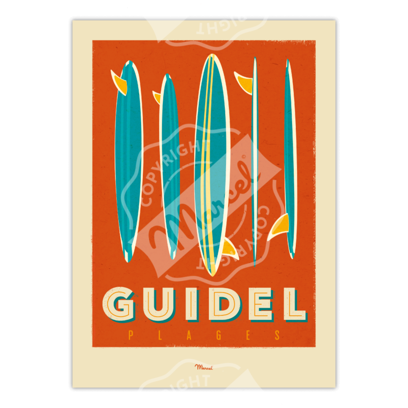 Affiche Guidel surfboards - 30 x 40 cm - Marcel