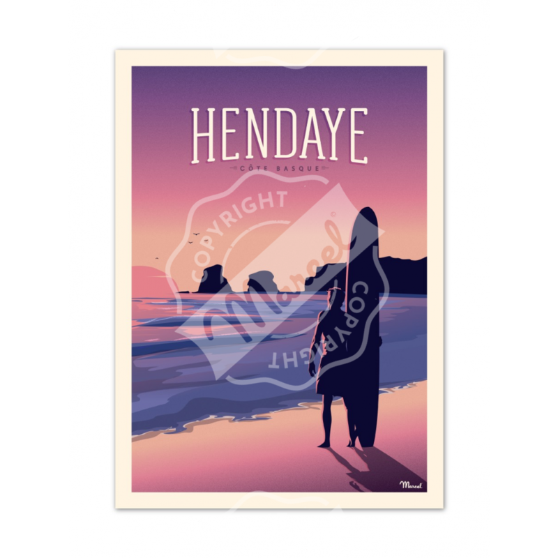 Affiche Hendaye Les Deux Jumeaux - 30 x 40 cm - Marcel