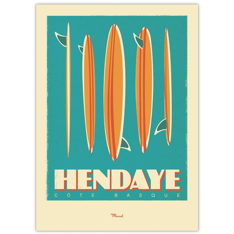 Affiche Hendaye Surfboards - 30 x 40 cm - Marcel