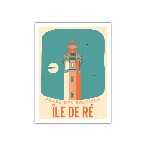 Affiche île de Ré " Phare des Baleines " - 30 x 40 cm - Marcel