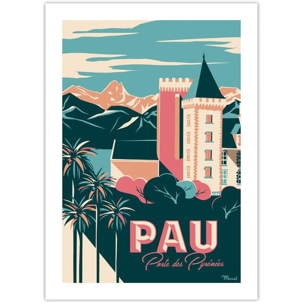 Affiche Pau - Porte des Pyrénées - 30 x 40 cm - Marcel