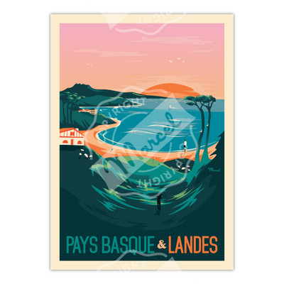 Affiche Pays Basque et Landes - 30 x 40 cm - Marcel