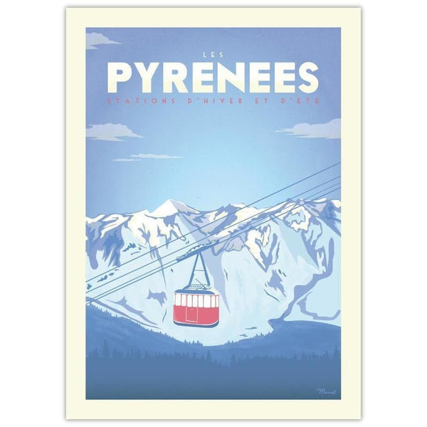 Affiche Pyrénées - le téléphérique - 30 x 40 cm - Marcel