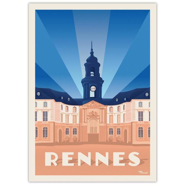 Affiche Rennes - Hôtel de ville - 30 x 40 cm - Marcel