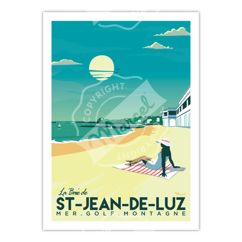 Affiche Saint-Jean-de-Luz La Baie - 30 x 40 cm - Marcel