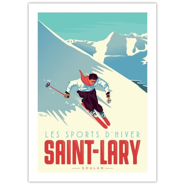 Affiche Saint-Lary - le skieur - 30 x 40 cm - Marcel