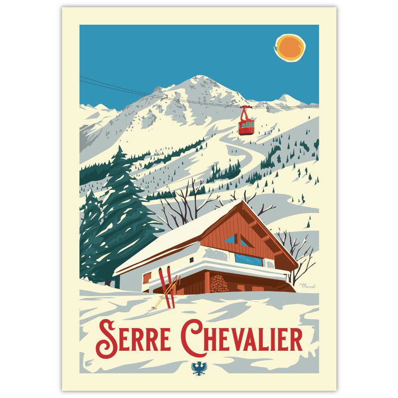 Affiche Serre Chevalier Le chalet -30 x 40 cm - Marcel
