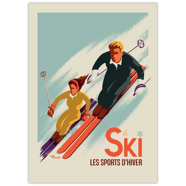 Affiche skieurs - 30 x 40 cm - Marcel