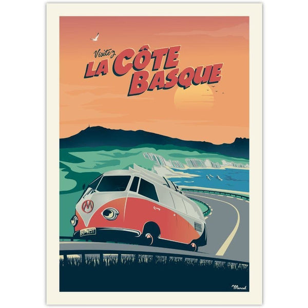 Affiche Visitez la Côte basque - 30 x 40 cm - Marcel