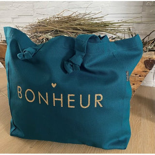 Cabas bleu paon - Bonheur - Marcel & Lily