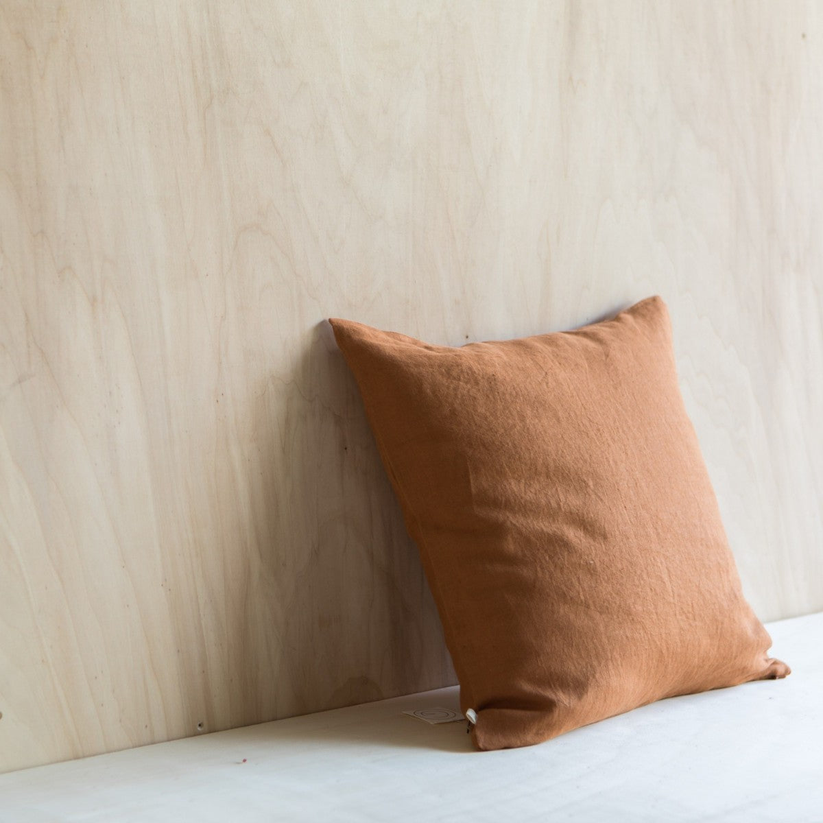 Coussin en lin lavé Caramel
